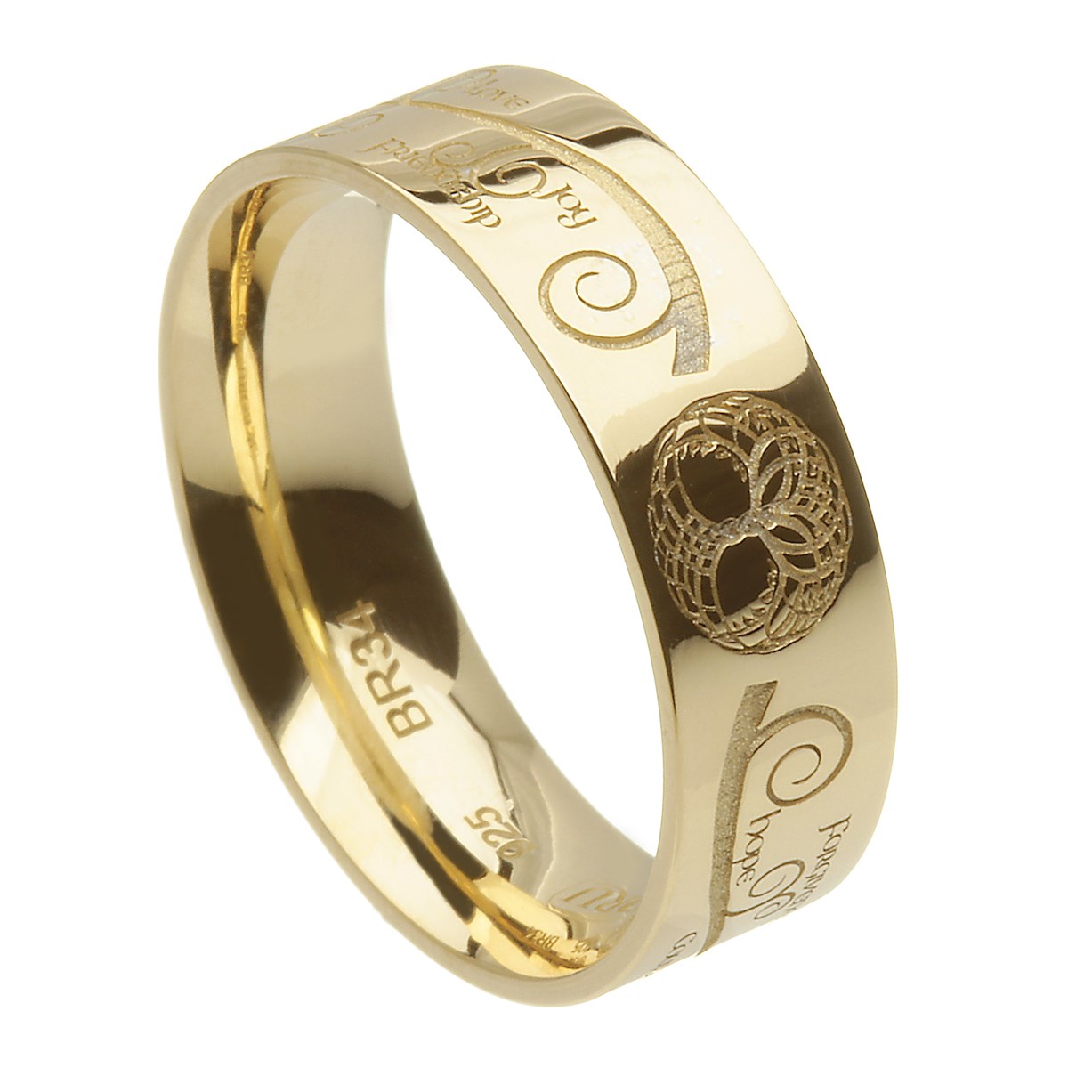 Tree of Life Wide Yellow Gold Wedding Ring