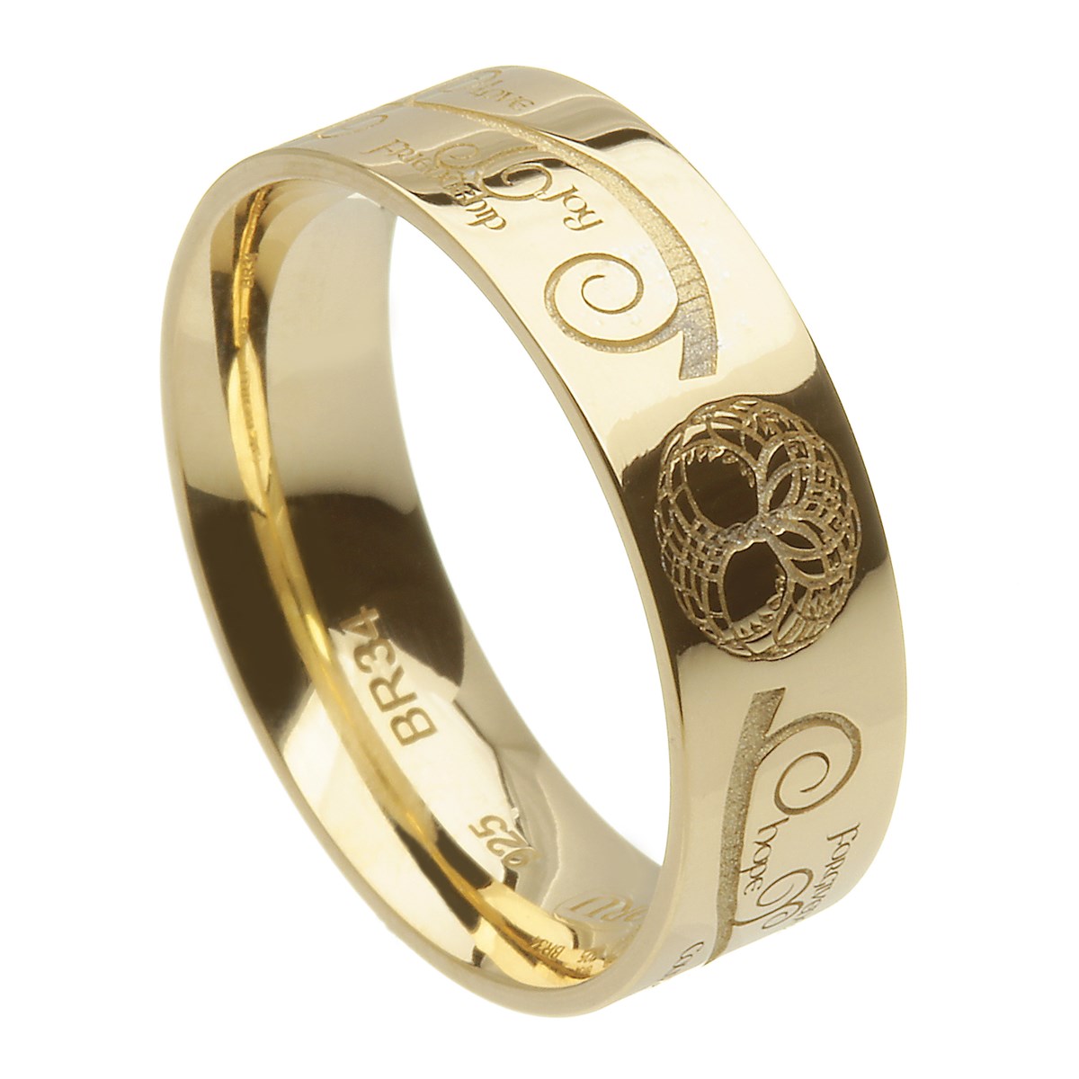 Tree of Life Wide Yellow Gold Wedding Ring Celtic Wedding Rings