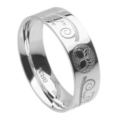 Tree of Life Wide White Gold Wedding Ring