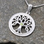 Celtic Tree of Life Stone Set Silver Pendant