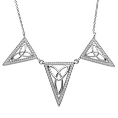 Triple Trinity Knot Silver Necklace