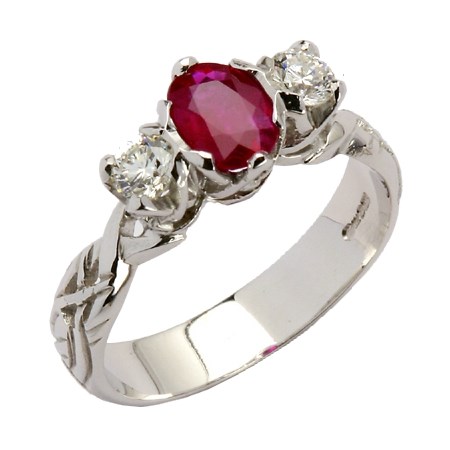 Livia Trilogy with 2 Brilliant Cut Diamonds and Ruby