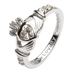 April Birthstone Claddagh Ring