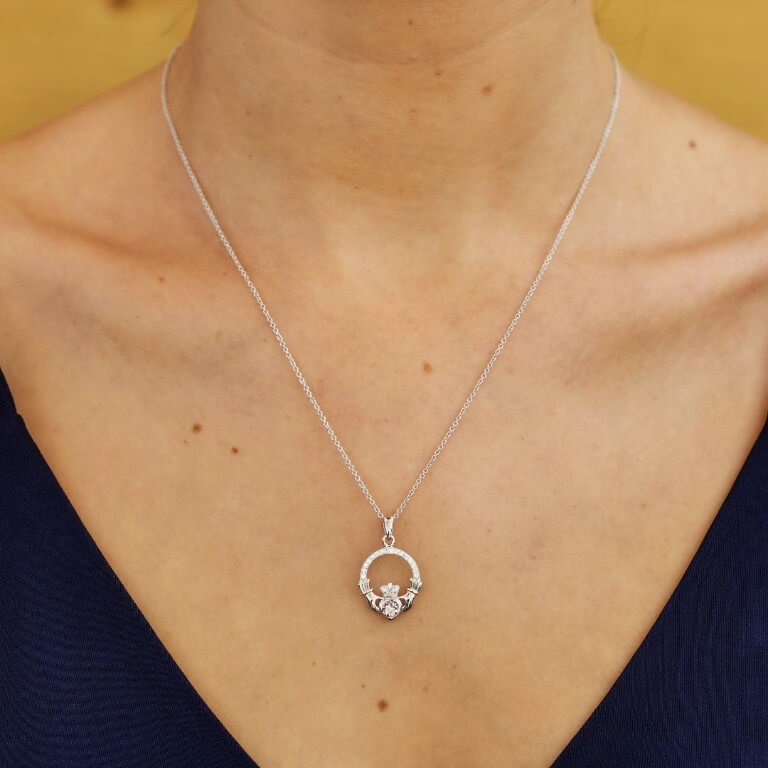 Claddagh necklace with birthstone outlet