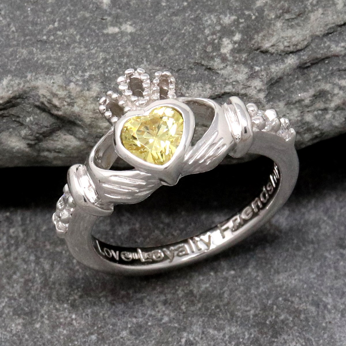 Sterling Silver Claddagh Ring Blue Topaz CZ Stone Irish Celtic Wedding |  Jewelryland.com