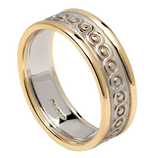 Continuity Knot Gold Wedding Ring with Trim