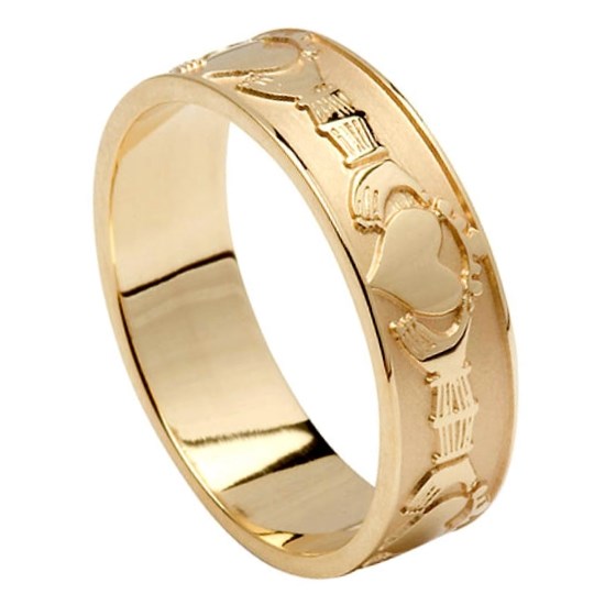 Claddagh Yellow Gold Wedding Band - Rings from Ireland