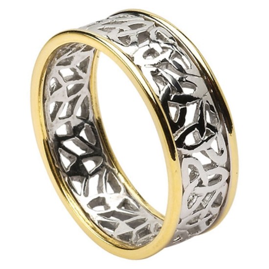 Trinity Knot Gold Wedding Ring with Trim