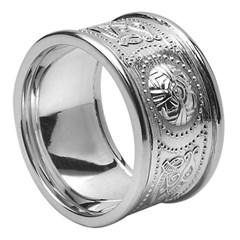 Gents Celtic Warrior Wide Wedding Band with Trim