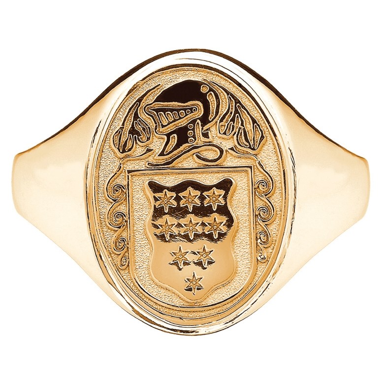 Ladies Coat of Arms Oval Yellow Gold Ring