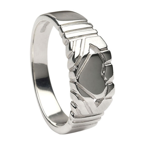 Gents Square Silver Claddagh Ring