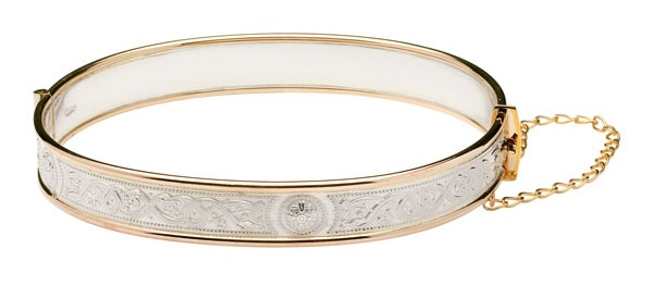 Small Celtic Warrior Silver and Rolled Gold Bangle