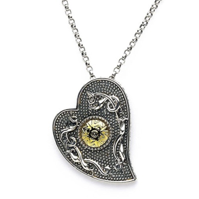 Viking Heart Pendant with 18k Gold Bead