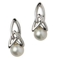 Celtic Trinity Knot Pearl Earrings