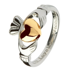 Silver Claddagh Ring with Gold Heart
