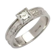 Claddagh Solitaire Ring with Princess Cut Diamond