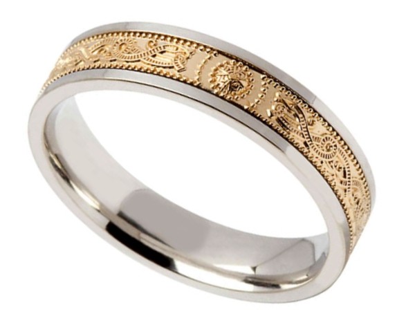 Celtic Warrior Silver Band with Gold Center