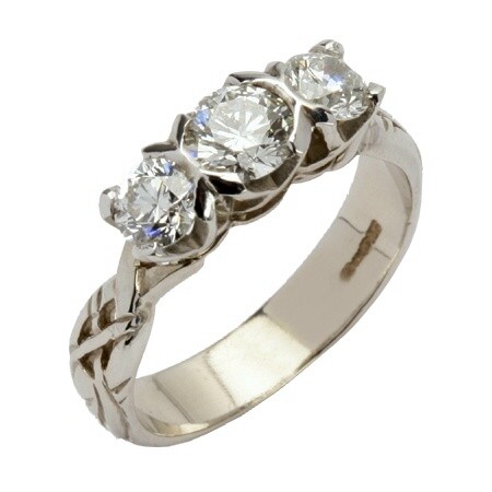 Claddagh Trilogy Ring with 3 Princess Cut Diamonds 