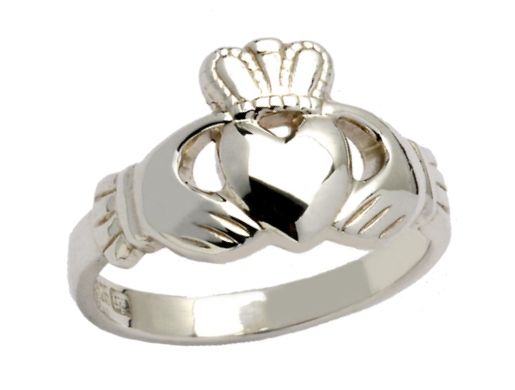 Maids Traditional White Gold Claddagh Ring