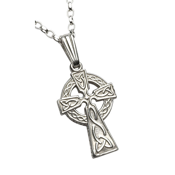 White Gold Celtic Cross Necklace