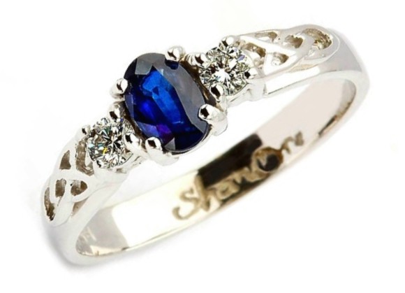 Sapphire and Diamond Trinity Knot Ring