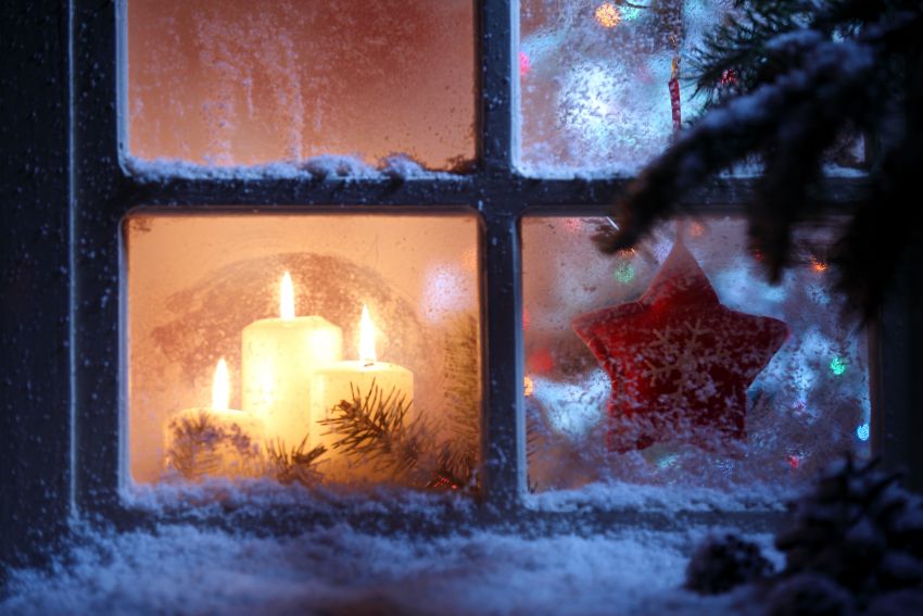 Christmas Candle in Window