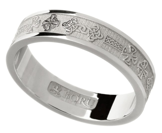 Celtic Cross White Gold Wedding Ring