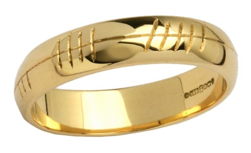 Personalized Ogham Yellow Gold Ring