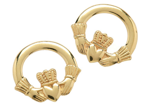 Gold Claddagh Stud Earrings
