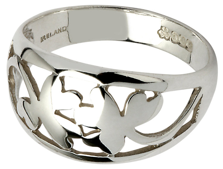 Irish Shamrock Silver Ring