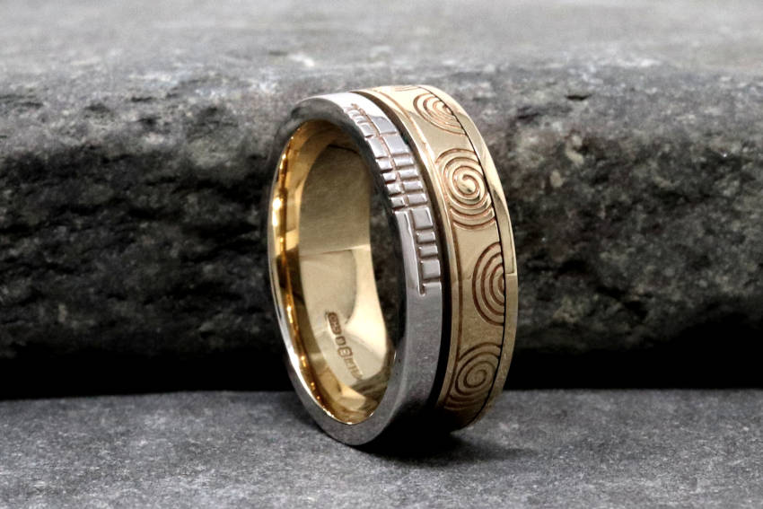 Ogham Inscribed Newgrange Faith Two Tone Ring