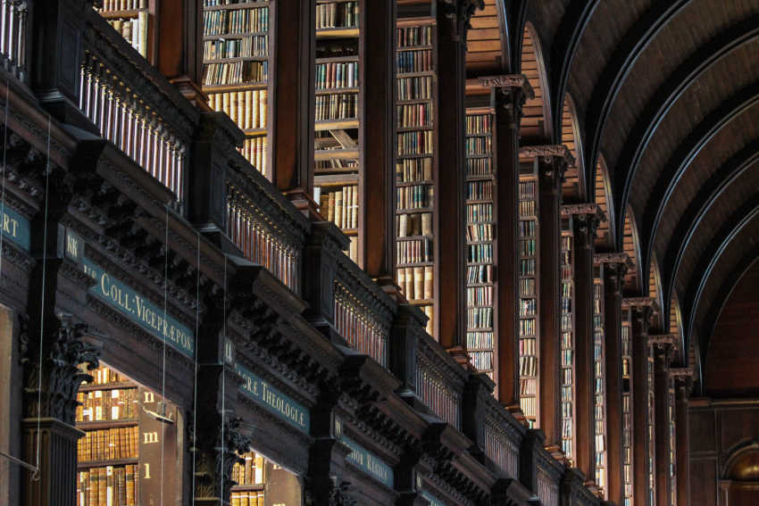 Old library in Trinity College, home of the Book of Kells