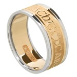 Love Loyalty Friendship Gold Wedding Ring with Trim - Gents