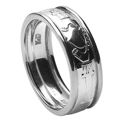 Claddagh Court Shape Wedding Ring with Trim