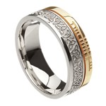 Trinity Knot Faith White Gold with Yellow Rail Band