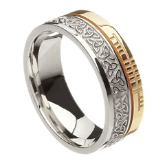 Trinity Knot Faith White Gold with Yellow Rail Band