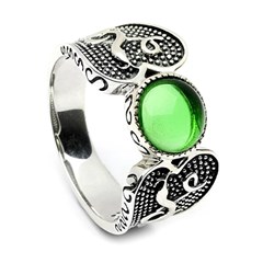 Viking Ring with Green Glass Stone