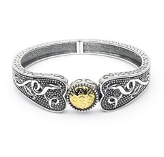 Viking Wide Bangle with 18k Gold Bead