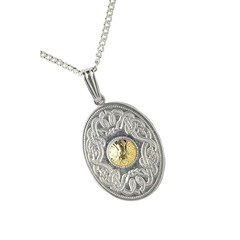 Celtic Warrior Oval Pendant with 18k Gold Bead