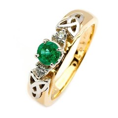 Emerald and Diamond Trinity Knot Engagement Ring