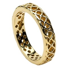 Pierced Celtic Knot Yellow Gold Wedding Ring