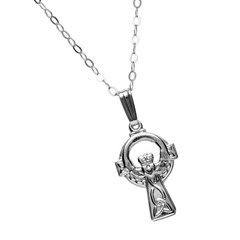 Small Claddagh White Gold Cross