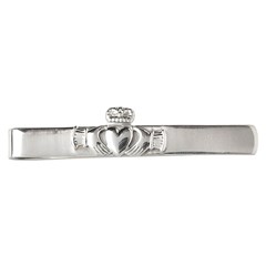 Claddagh Straight White Gold Tie Bar