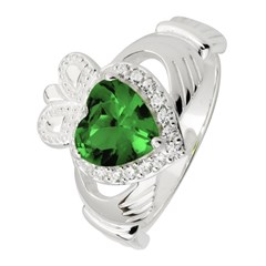 Large Crystal Heart Claddagh Ring