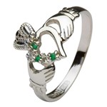 Claddagh Heart Set White Gold Ring