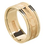 Claddagh Yellow Gold Wedding Band with Trim - Gents