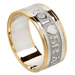 Love Of My Heart Silver Wedding Band with Gold Trim - Gents