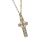 Monasterboice Muiredeach High Cross Small Yellow Gold Necklace - Back