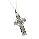 Monasterboice Muiredeach High Cross Large Silver Necklace - Front