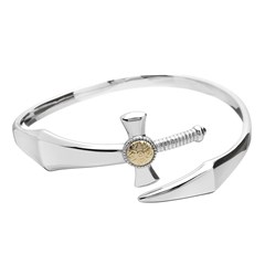 Nuada Sword Silver Bangle with Gold Bead